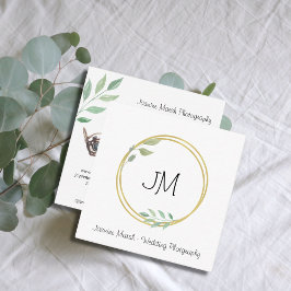 のスタイル結婚モノグラム金ゴールドフレームフォトグラファーQR スクエア名刺