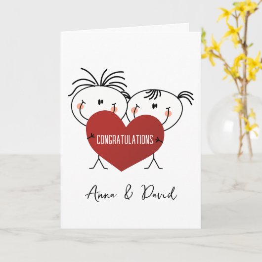 のステッ結婚クフィギュアとハートの組 カード (黄色い花)