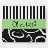 のストライプパターン、渦巻きのパターン、名前 マウスパッド (正面)