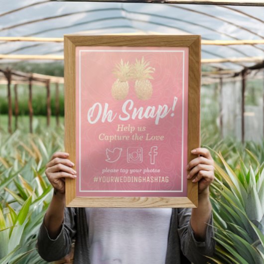 のスナップ結婚ハッシュタグヴィンテージ金ゴールドパイナップルカップル ポスター