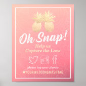 のスナップ結婚ハッシュタグヴィンテージ金ゴールドパイナップルカップル ポスター (正面)