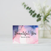 *~*のスパのサロンの毛はネイルのマッサージの水彩画を打ちます 名刺 (スタンド正面)