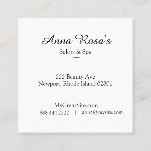 *~*のスパ及びサロンの抽象的で芸術的で青い上品 スクエア名刺 (裏面)