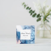 *~*のスパ及びサロンの抽象的で芸術的で青い上品 スクエア名刺 (スタンド正面)