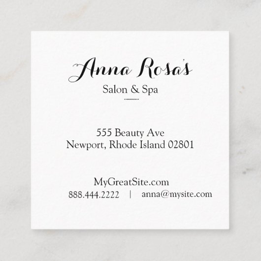 *~*のスパ及びサロンの抽象的で芸術的なラベンダーの上品 スクエア名刺 (裏面)