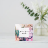 *~*のスパ及びサロンの抽象的で芸術的なラベンダーの上品 スクエア名刺 (スタンド正面)