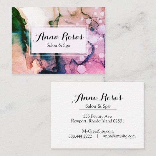 *~*のスパ及びサロンの抽象的な暗い赤紫色の芸術的な上品 名刺 (正面/裏面)