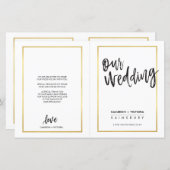 のセレモニー結婚プログラムつや消し型金ゴールド枠 (正面/裏面)