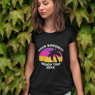 のソロティカスタムビーチトリップ懇親会ピンクパームツリー Tシャツ