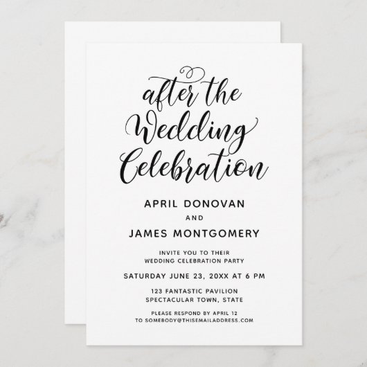 のタイポグラフィ結婚結婚式招待状の後 招待状 (正面/裏面)