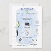 のタイムラ図解入りの、写真付きのン結婚招待状プログラム 招待状 (正面)