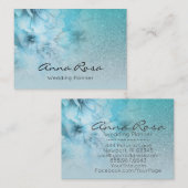 *~*のターコイズの天の水彩画の花のグリッター 名刺 (正面/裏面)
