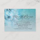 *~*のターコイズの天の水彩画の花のグリッター 名刺 (裏面)