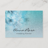 *~*のターコイズの天の水彩画の花のグリッター 名刺 (正面)