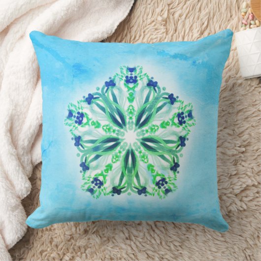 *~*のターコイズの緑及び星の曼荼羅 クッション (ブランケット)