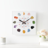 *~*のチャクラ水晶エネルギー宝石用原石 スクエア壁時計 (ホーム)