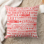 のチョーク描クリスマスグリーティ赤と白ング クッション (ブランケット)
