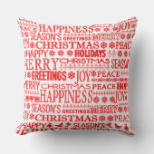 のチョーク描クリスマスグリーティ赤と白ング クッション (正面)
