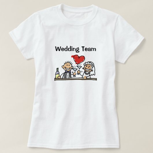 のチーム結婚ハッピー新郎新婦が笑顔の結婚式 Tシャツ (デザイン正面)