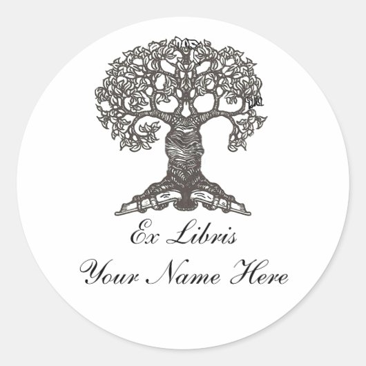 のツリー読蔵書票 ラウンドシール (正面)