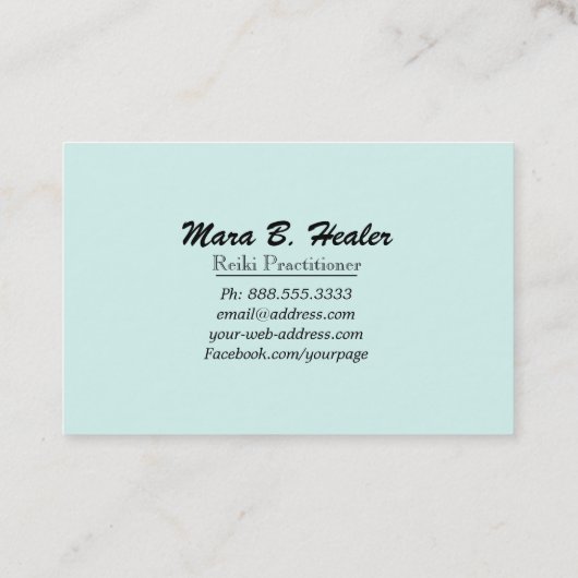 *~*のティール(緑がかった色)青緑色の治療エネルギー手の霊気 名刺 (裏面)