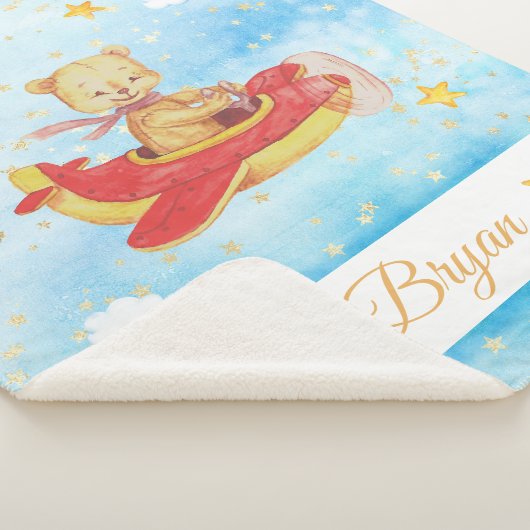 *~*のテディの飛んでいるな飛行機は月の雲を主演します シェルパブランケット (3/4)