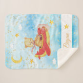 *~*のテディの飛んでいるな飛行機は月の雲を主演します シェルパブランケット (正面(横))