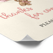 のテディベアピンクのアイボリー感謝していバルーン来。 ポスター (角)