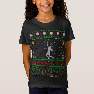 のテニス遊スポーツ愛好家クリスマス醜いテニスクリス Tシャツ