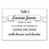 のテーブルの場所結婚名 テーブルナンバー (正面)