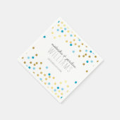 のテーブ結婚ルデコールかわいい紙吹雪スポット金ゴールド青 スタンダードカクテルナプキン (角)