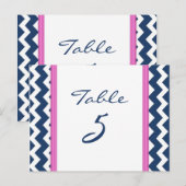 のテーブ結婚ルナンバカードピンクブルーシェブロン ポストカード (正面/裏面)