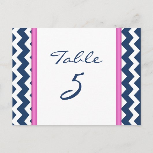 のテーブ結婚ルナンバカードピンクブルーシェブロン ポストカード (正面)