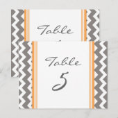 のテーブ結婚ルナンバーカードグレーオレンジシェブロン ポストカード (正面/裏面)