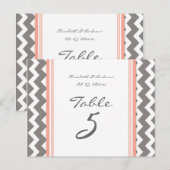 のテーブ結婚ルナンバーカードグレーコーラルシェブロン ポストカード (正面/裏面)