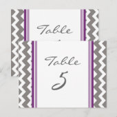 のテーブ結婚ルナンバーカードグレーパープルシェブロン ポストカード (正面/裏面)