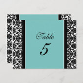 のテーブ結婚ルナンバーカードティール（緑がかった色）ダマスク ポストカード (正面/裏面)