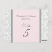 のテーブ結婚ルナンバーカードピンクグレーダマスク ポストカード (裏面)