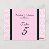 のテーブ結婚ルナンバーカードピンクダマスク ポストカード (裏面)