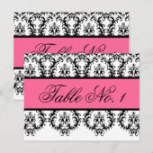 のテーブ結婚ルナンバーカードブラックダマスクピンク ポストカード (正面/裏面)