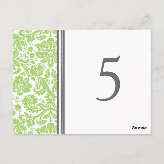 のテーブ結婚ルナンバーカードライムグレー ポストカード (裏面)