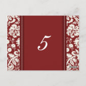 のテーブ結婚ルナンバーカードレッドダマスク ポストカード (裏面)