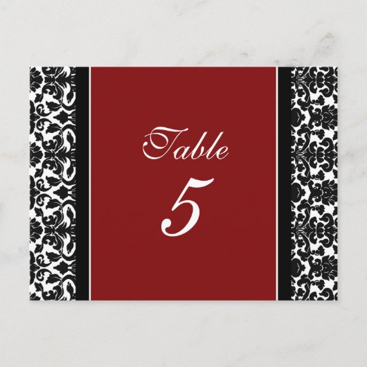 のテーブ結婚ルナンバーカードレッドダマスク ポストカード (正面)