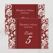 のテーブ結婚ルナンバーカードレッドダマスク ポストカード (正面/裏面)