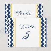 のテーブ結婚ルナンバーカードレモンブルーシェブロン ポストカード (正面/裏面)