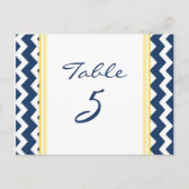 のテーブ結婚ルナンバーカードレモンブルーシェブロン ポストカード (正面)