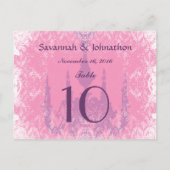 のテーブ結婚ルナンバーカードヴィンテージシャンデリアピンク ポストカード (裏面)