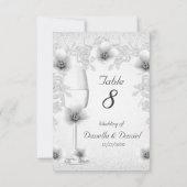 のテーブ結婚ル番号が白い銀のバラ 招待状 (裏面)