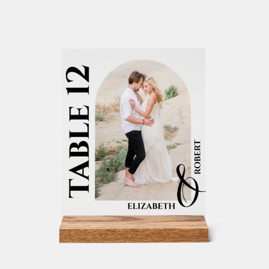 のテーブ結婚ル番号アーチ写真 アクリルサイン (正面)