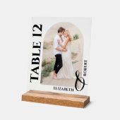 のテーブ結婚ル番号アーチ写真 アクリルサイン (傾斜)